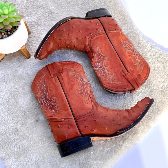 *Jar Boots | Orange Ostrich Leather Western Boot Size 20/13 - Picture 13 of 15